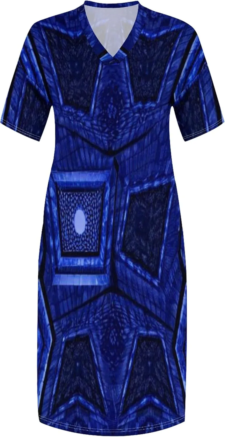 2024 Fahion Women's Plus Size Maxi Dresses Summer V Neck Casual Short Sleeve Party Long Sundress XL-6XL with Pockets