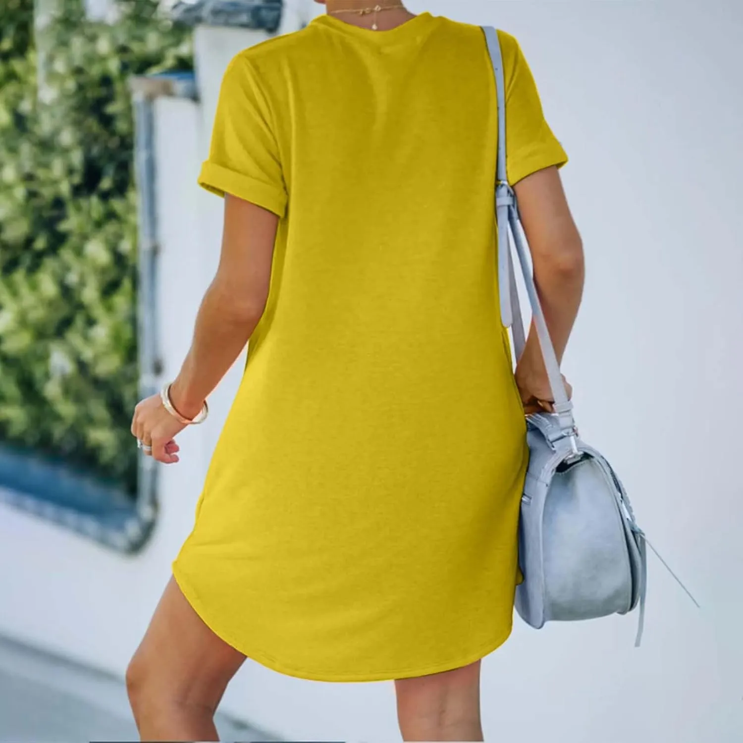 2024 T-Shirt Dress for Women Casual Summer Summer Outfits for Women Short Dresses Beach Ruffle Casual Swing Dresses