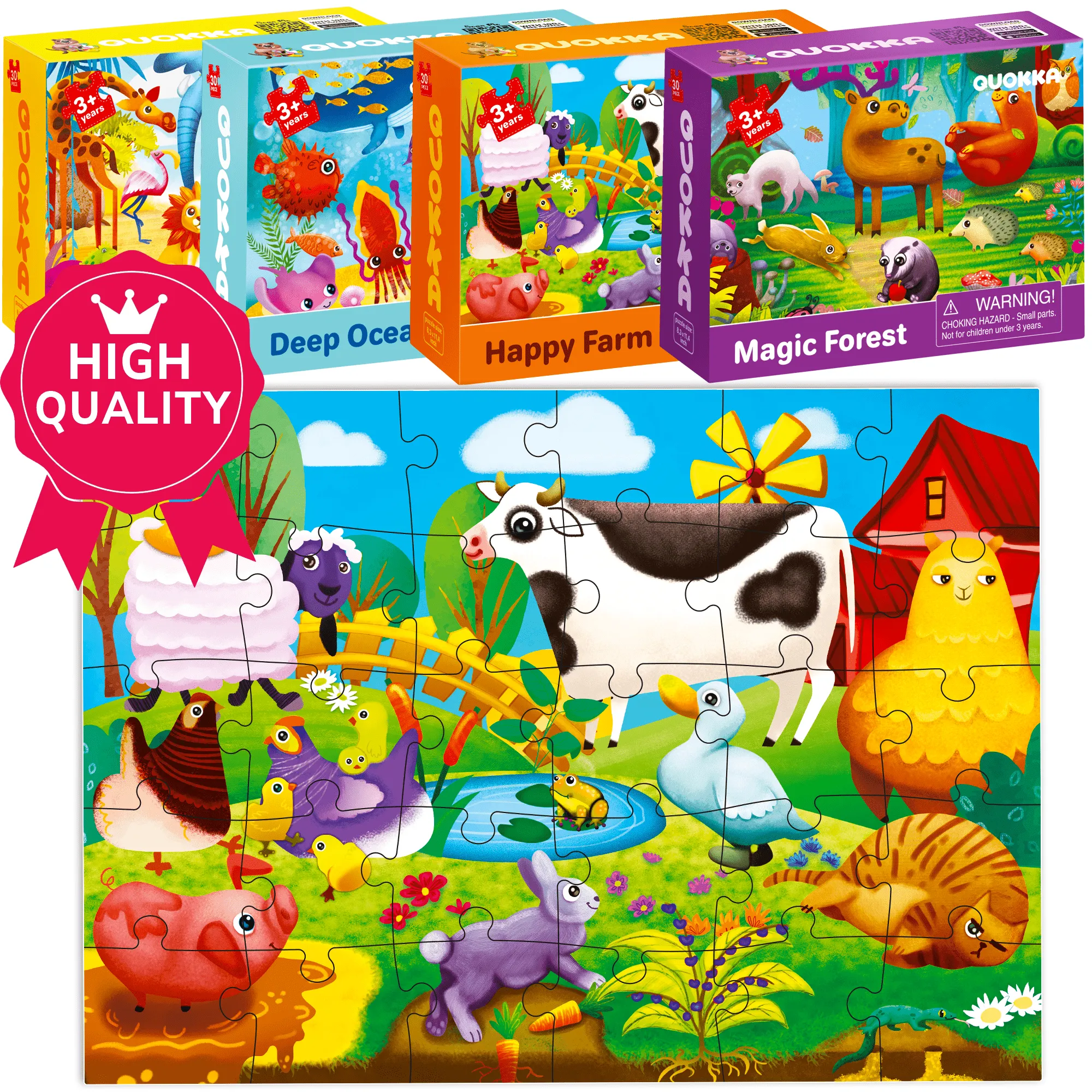 30 Piece Puzzles for Kids | Forest,  Ocean & Africa Animals
