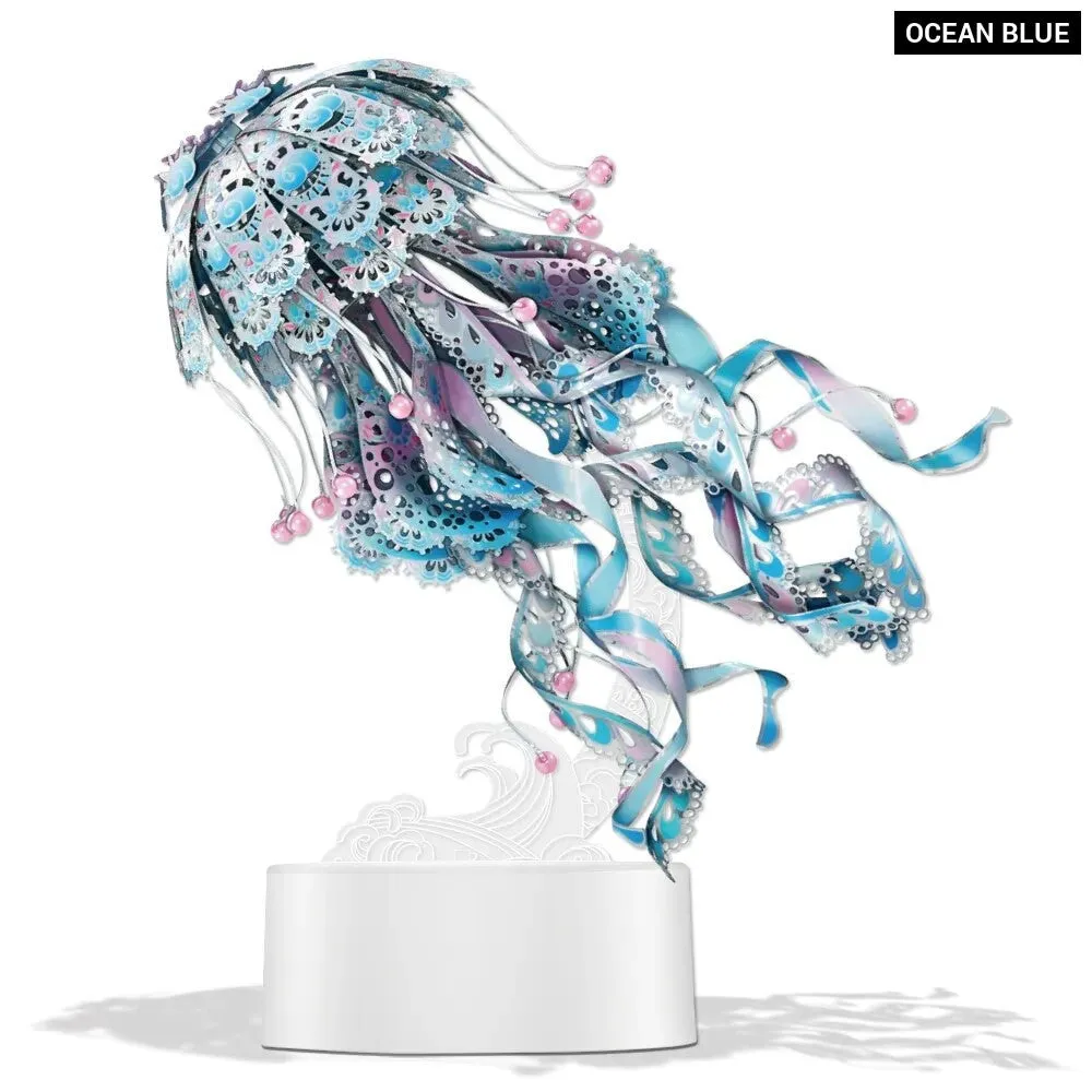 3d Puzzles Metal Model Colourful Jellyfish Building Kits Jigsaw Diy Toy for Adult 4 Colours