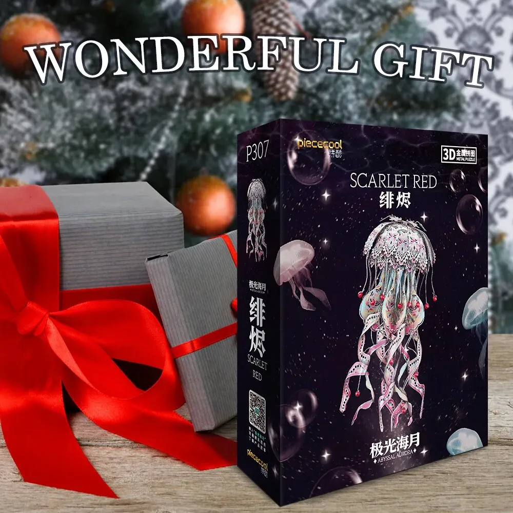 3d Puzzles Metal Model Colourful Jellyfish Building Kits Jigsaw Diy Toy for Adult 4 Colours