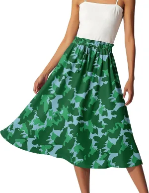 ADHOWBEW Maxi Skirts for Women Beach High Waisted A Line Ruffle Casual Cute Flowy Trendy Midi Length Plus Size Summer Skirts