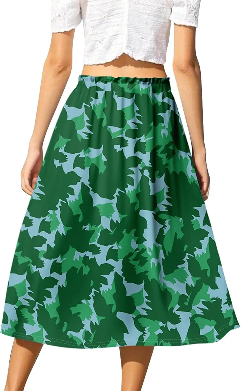 ADHOWBEW Maxi Skirts for Women Beach High Waisted A Line Ruffle Casual Cute Flowy Trendy Midi Length Plus Size Summer Skirts