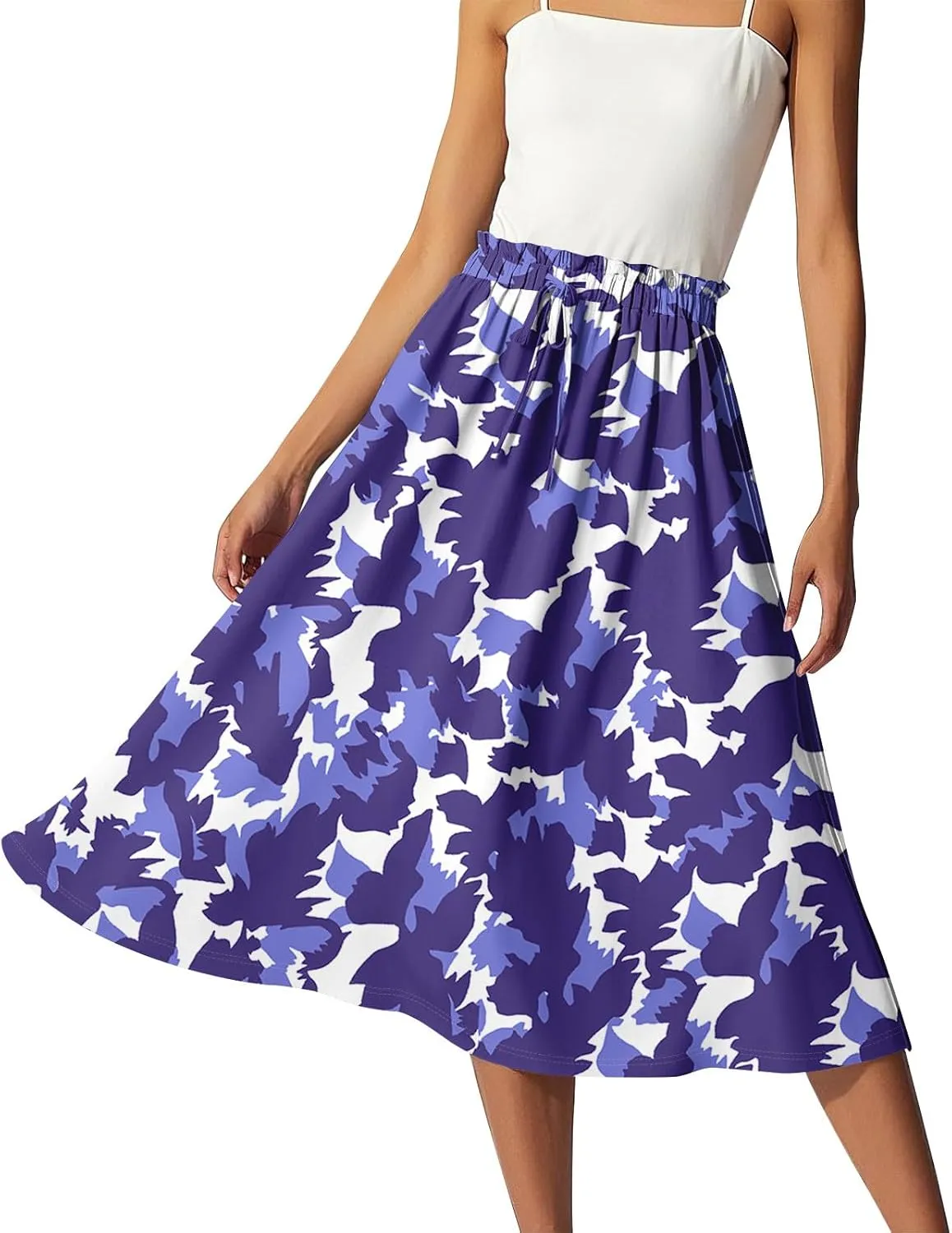 ADHOWBEW Maxi Skirts for Women Beach High Waisted A Line Ruffle Casual Cute Flowy Trendy Midi Length Plus Size Summer Skirts