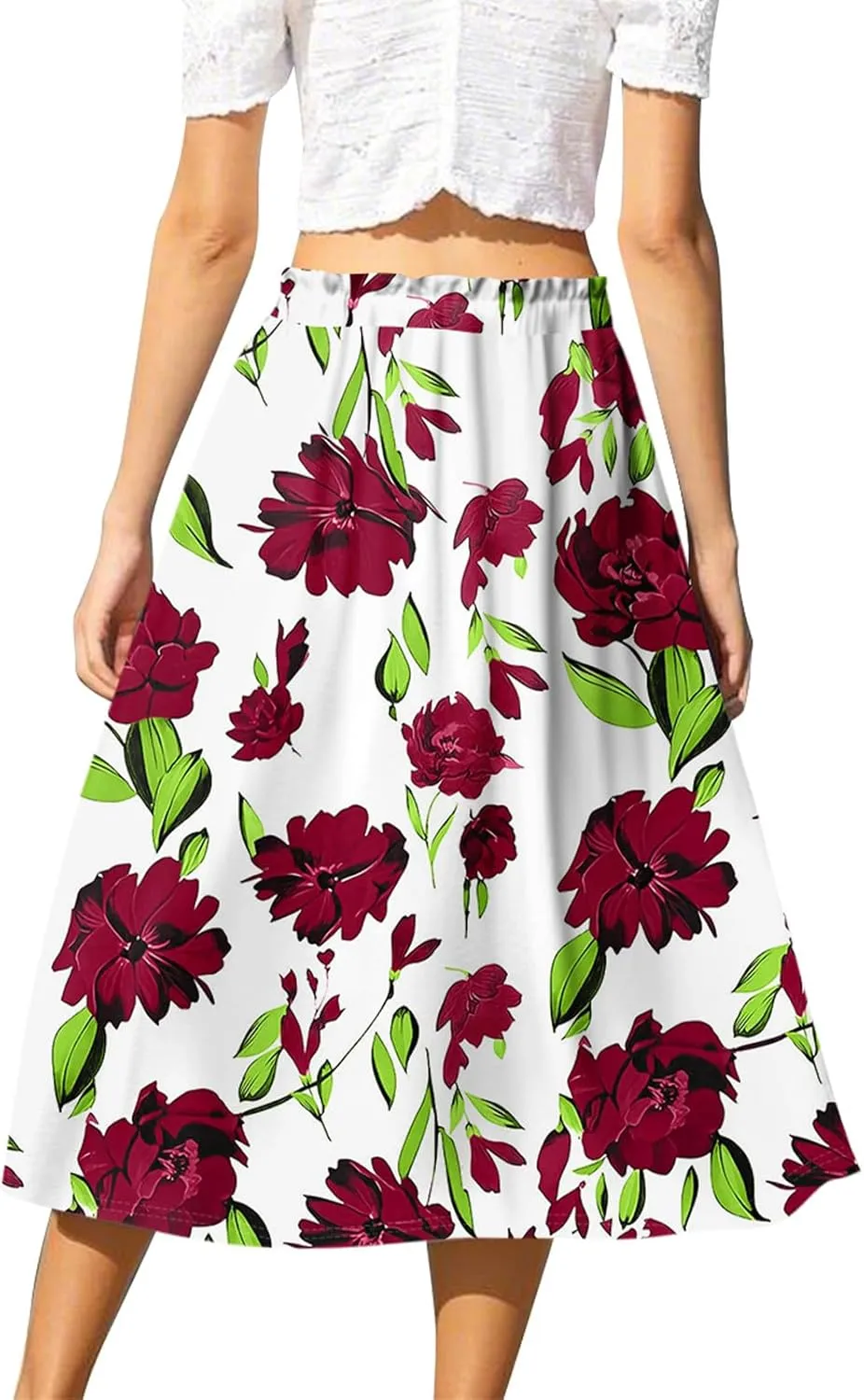 ADHOWBEW Maxi Skirts for Women Cute Casual Flowy Trendy Midi Length Ruffle High Waisted A Line Plus Size Beach Spring Skirts