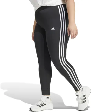 adidas Women's Standard Loungewear Essentials 3-Stripes Leggings, Black/White, 4X