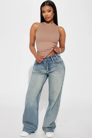 Ain't That Sweet Tinted Baggy Jeans - Light Wash