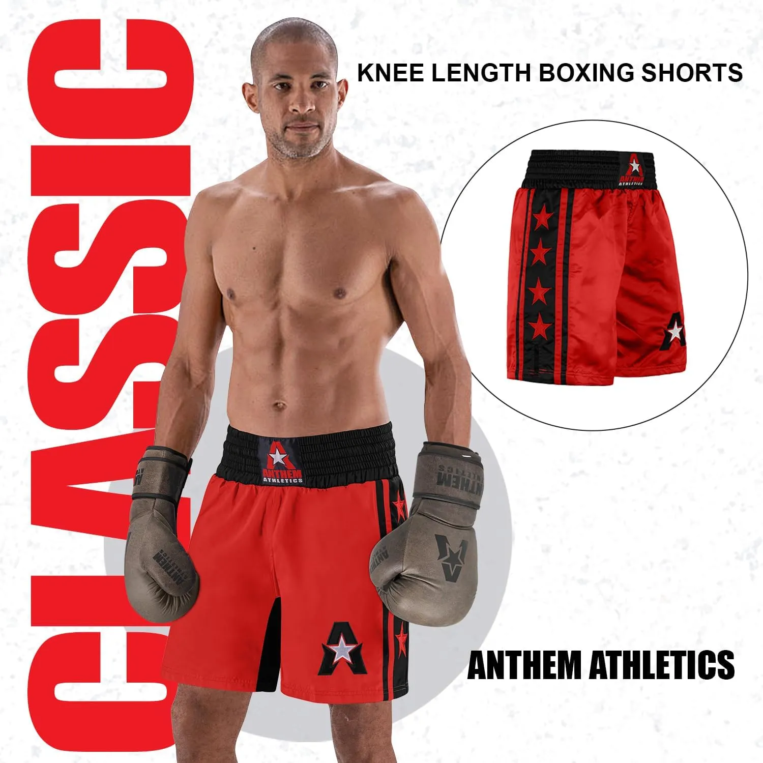 Anthem Athletics Classic Boxing Shorts for Men & Women - Machine Washable Boxer Trunks Costume Muay Thai