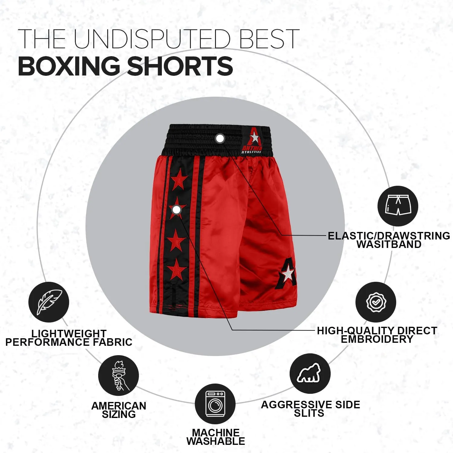 Anthem Athletics Classic Boxing Shorts for Men & Women - Machine Washable Boxer Trunks Costume Muay Thai