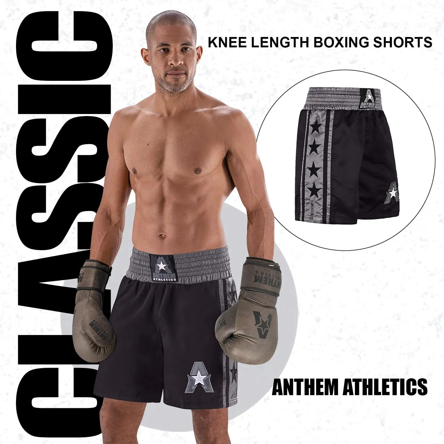 Anthem Athletics Classic Boxing Shorts for Men & Women - Machine Washable Boxer Trunks Costume Muay Thai