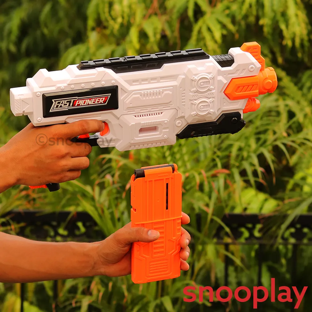 Automatic Motorized Soft Foam Dart Launcher (Orange, White)