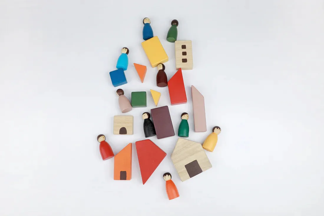 Birch House Blocks with Birch Folk