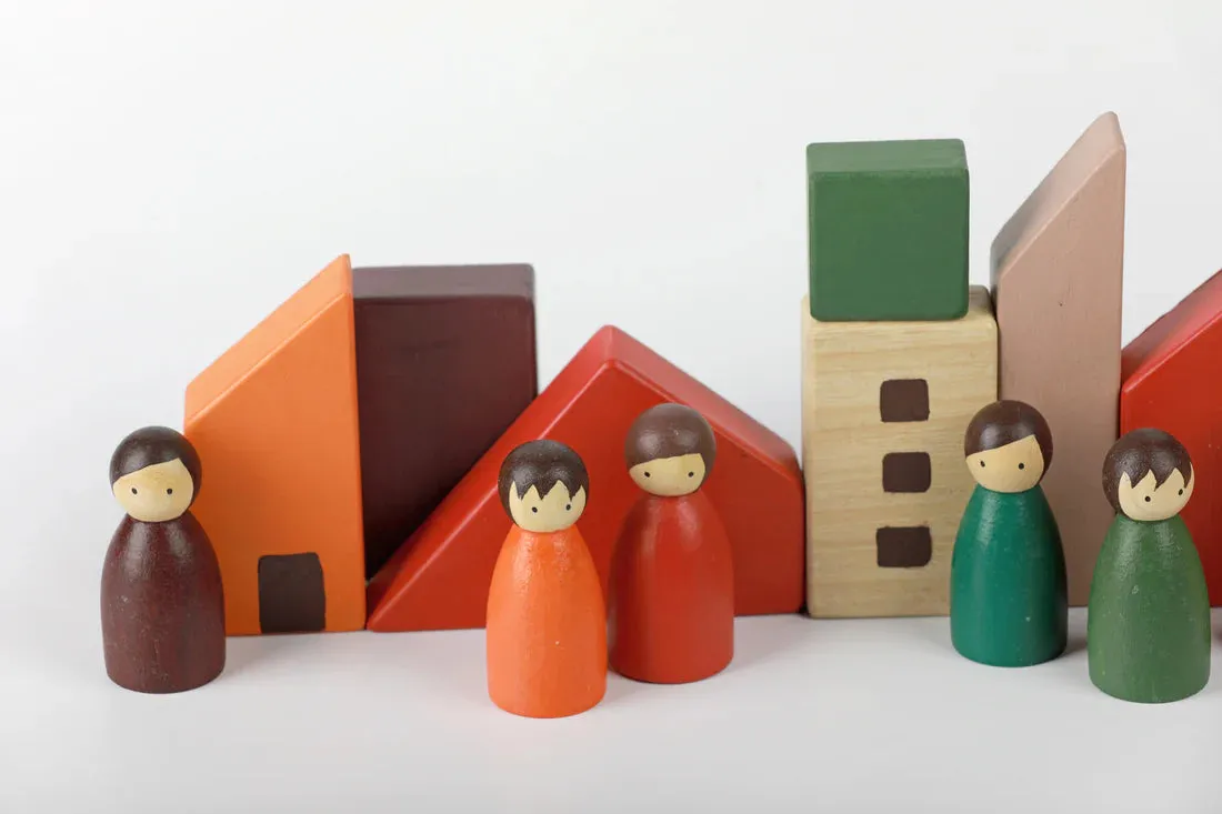 Birch House Blocks with Birch Folk