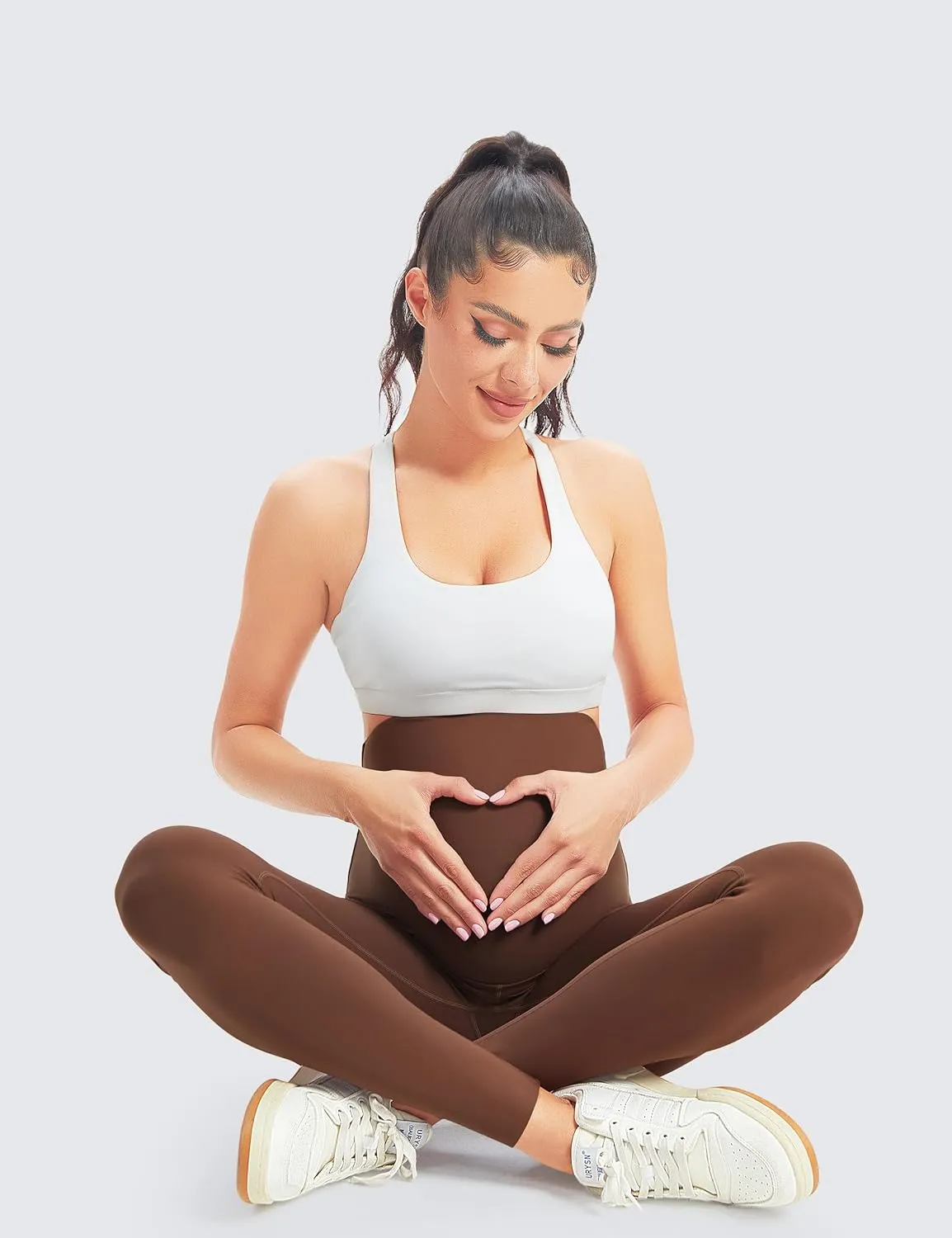 BONVIGOR Women's Maternity Leggings Over The Belly Bump Workout Full Length Leggings Running Active Yoga Pants