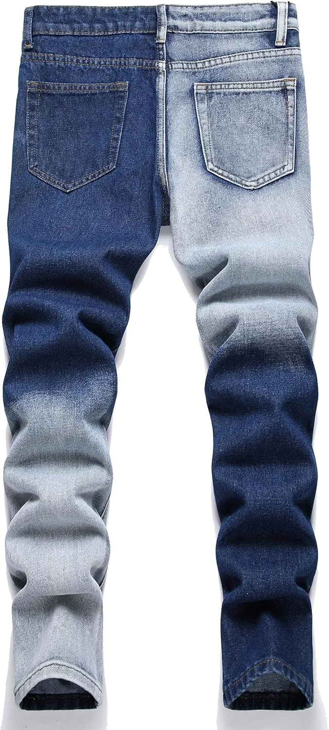 Boy's Skinny Fit Ripped Distressed Destroyed Fashion Washed Denim Jeans Pants