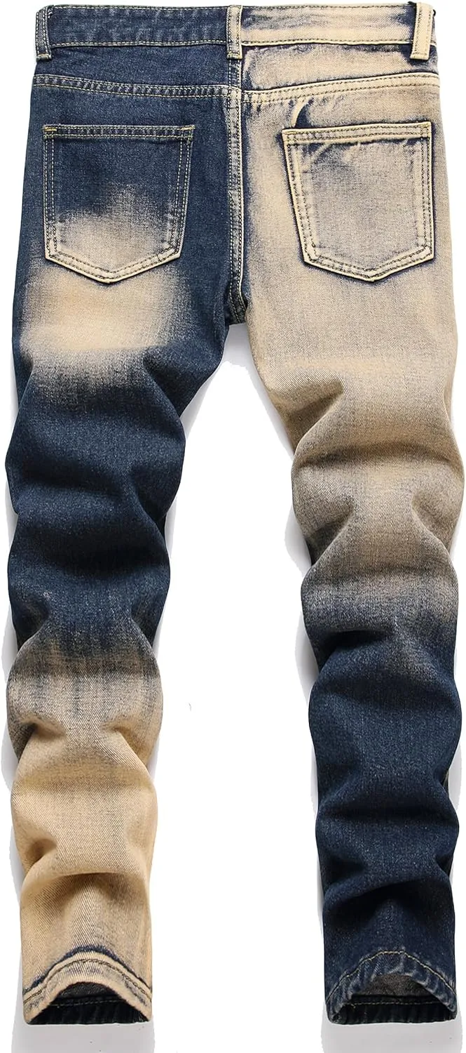 Boy's Skinny Fit Ripped Distressed Destroyed Fashion Washed Denim Jeans Pants