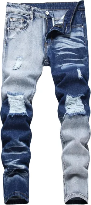 Boy's Skinny Fit Ripped Distressed Destroyed Fashion Washed Denim Jeans Pants