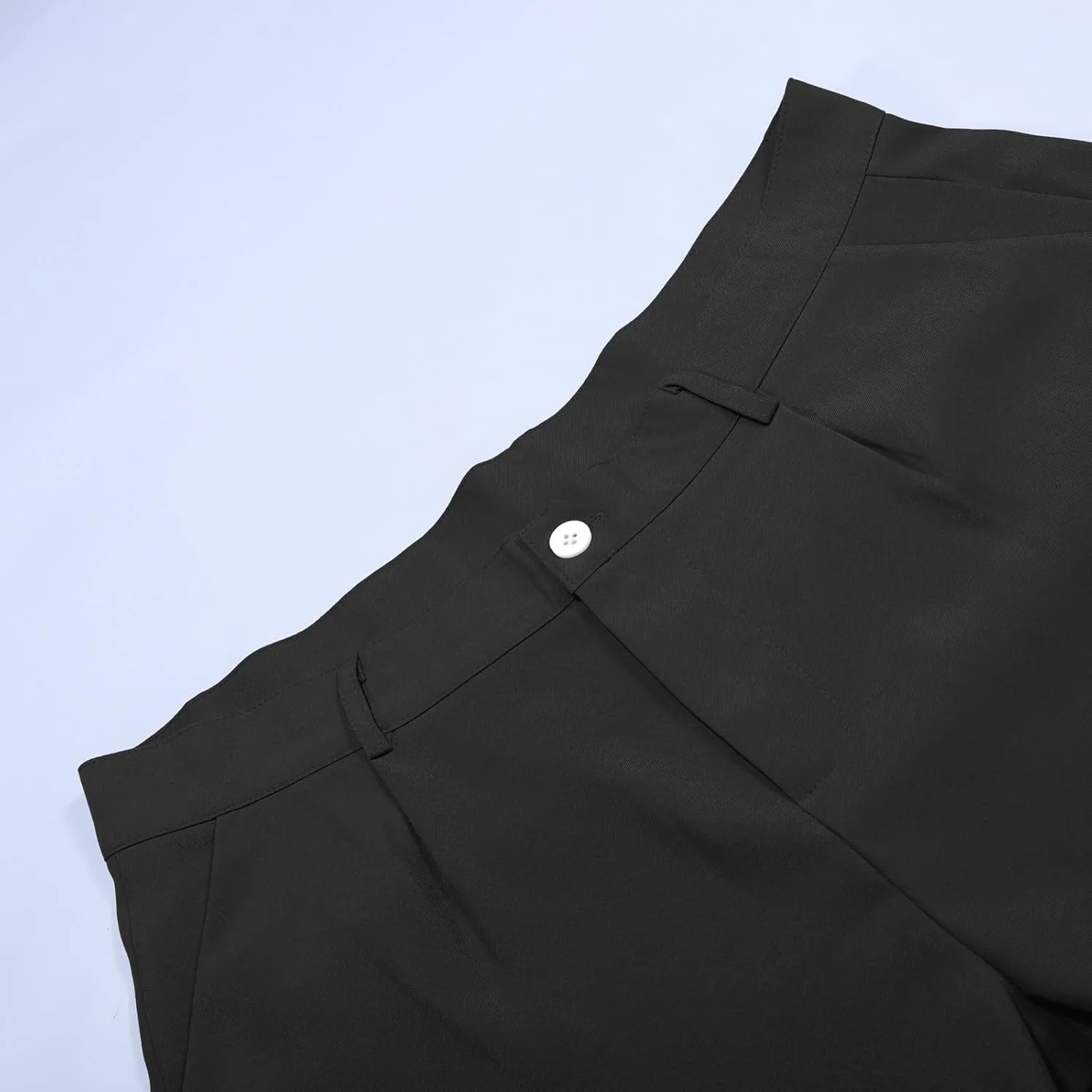 Business Casual Dress Pants for Men Wide Leg Loose Fit Pleated Chino Work Pants with Pockets Summer Beach