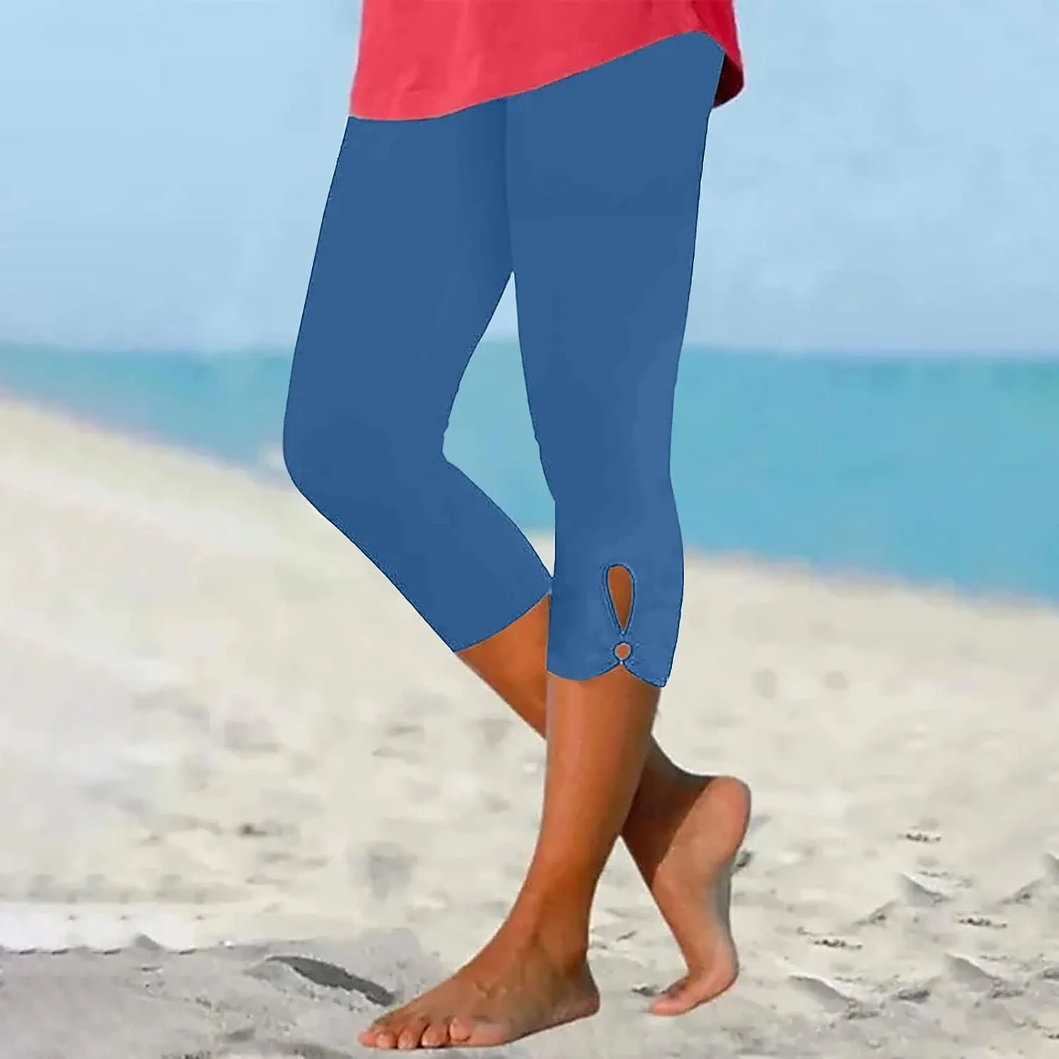 Capri Leggings for Women Summer Dressy Cropped Workout Yoga Leggings Stretch Pants High Waist Gym Compression Capris