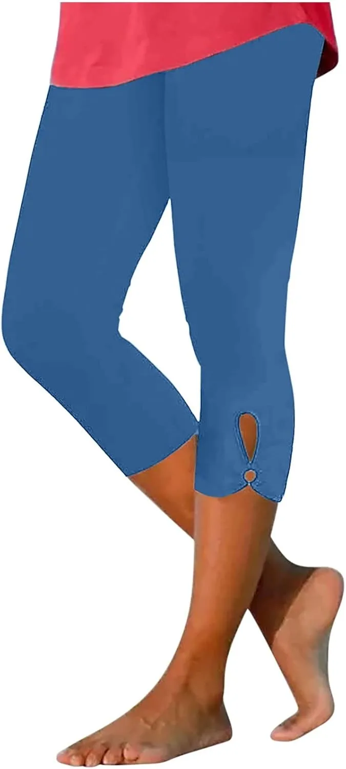 Capri Leggings for Women Summer Dressy Cropped Workout Yoga Leggings Stretch Pants High Waist Gym Compression Capris