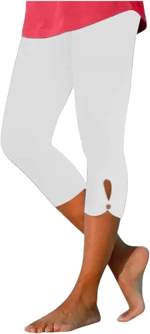 Capri Leggings for Women Tummy Control High Waisted Yoga Pants Comfy Stretchy Leggings Summer Plus Size Workout Pants