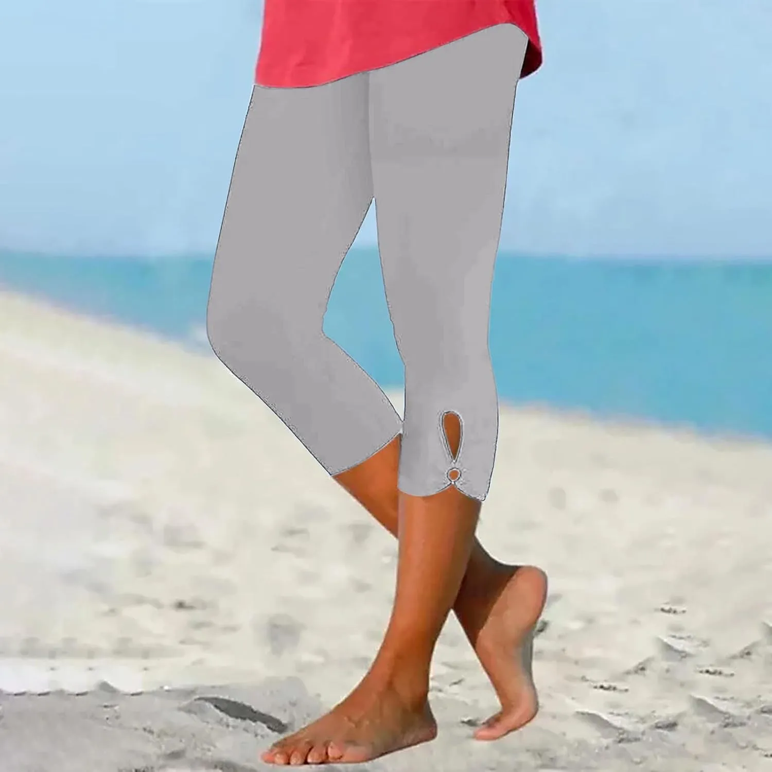 Capri Leggings for Women Tummy Control High Waisted Yoga Pants Comfy Stretchy Leggings Summer Plus Size Workout Pants