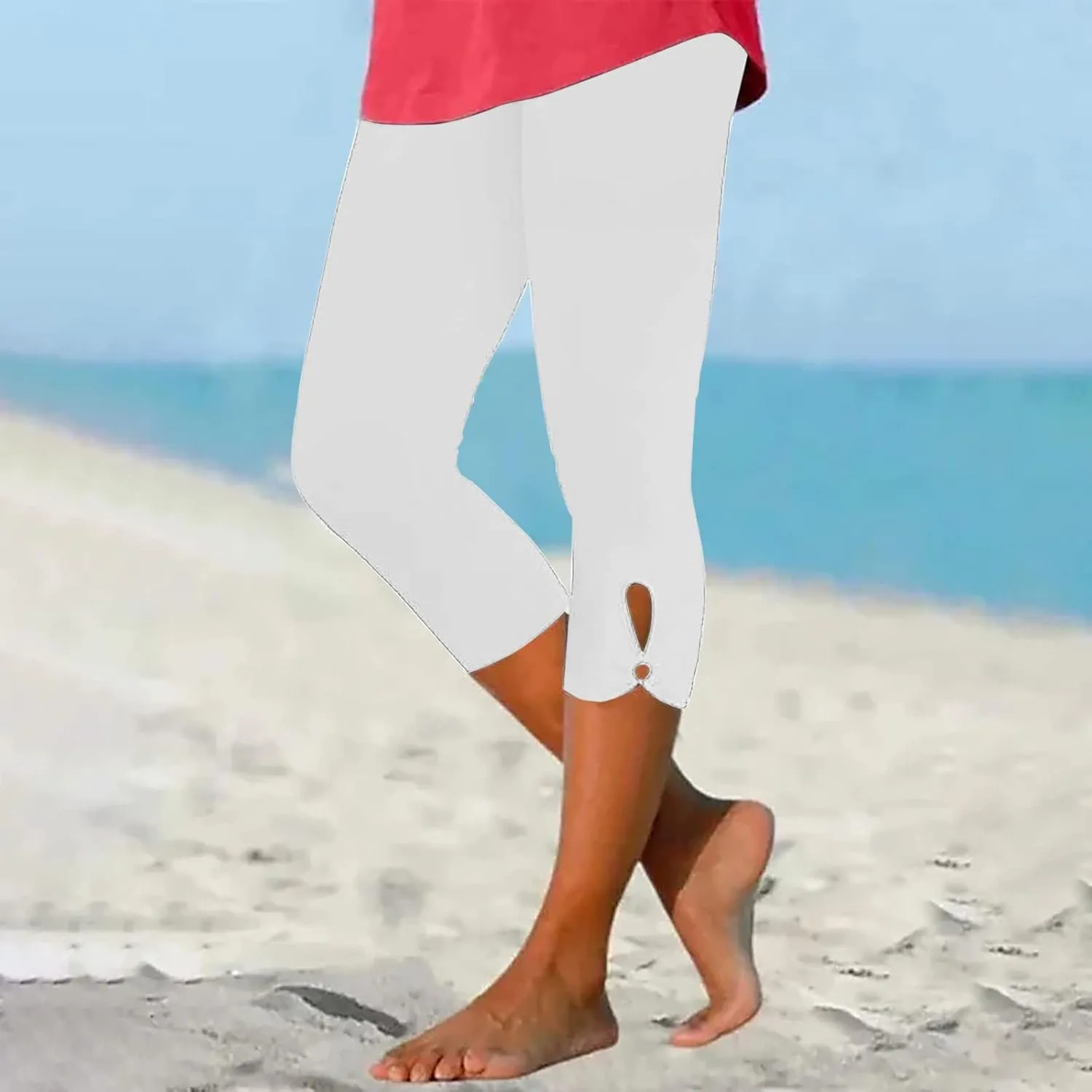 Capri Leggings for Women Tummy Control High Waisted Yoga Pants Comfy Stretchy Leggings Summer Plus Size Workout Pants