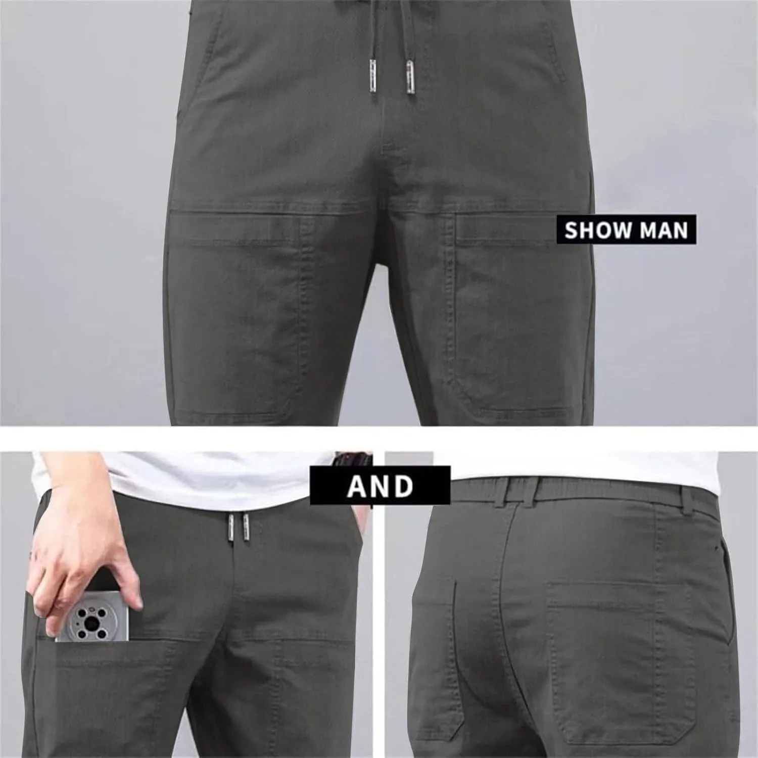 Cargo Pants for Men Hiking Casual Slim Fit Stretch Slacks Big Tall Flat Front Flex Golf Straight Pants