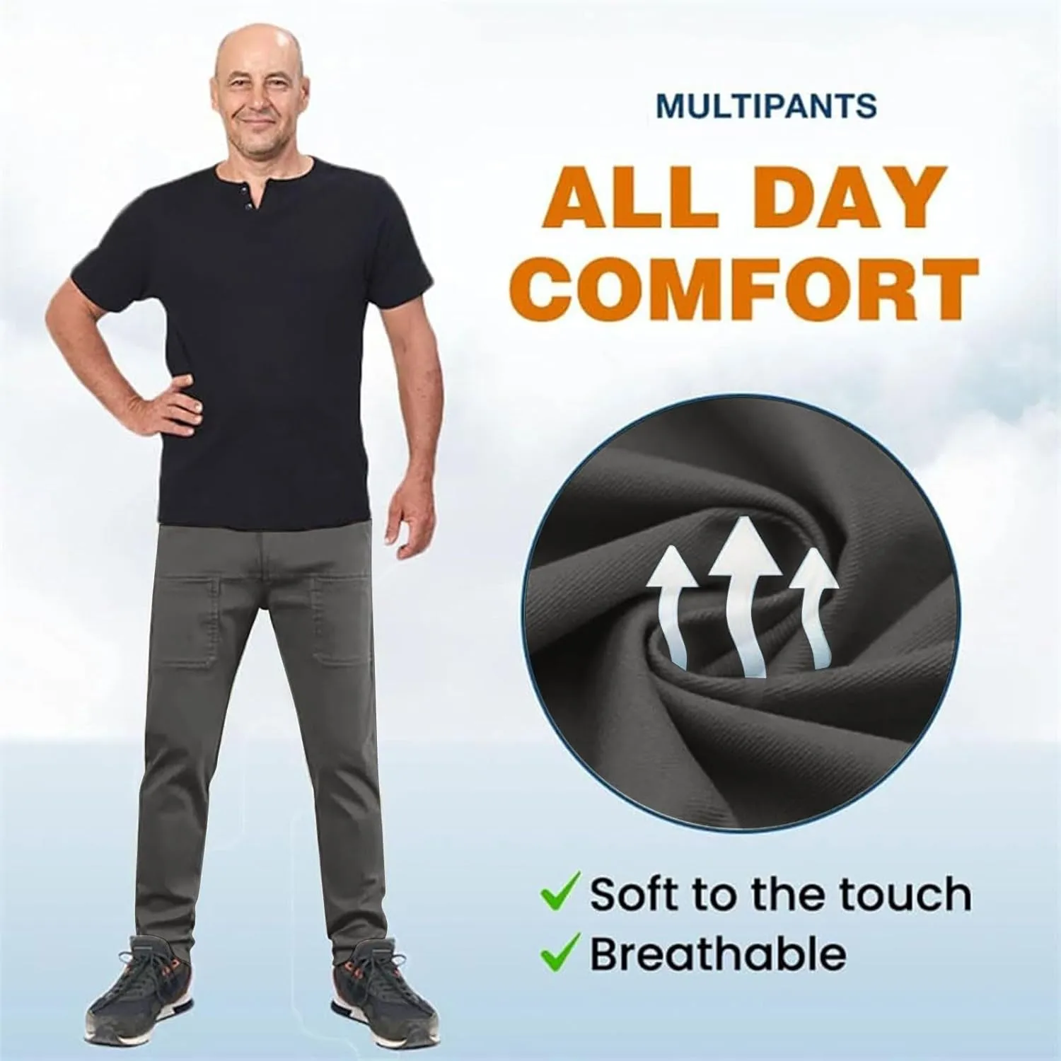 Cargo Pants for Men Hiking Casual Slim Fit Stretch Slacks Big Tall Flat Front Flex Golf Straight Pants