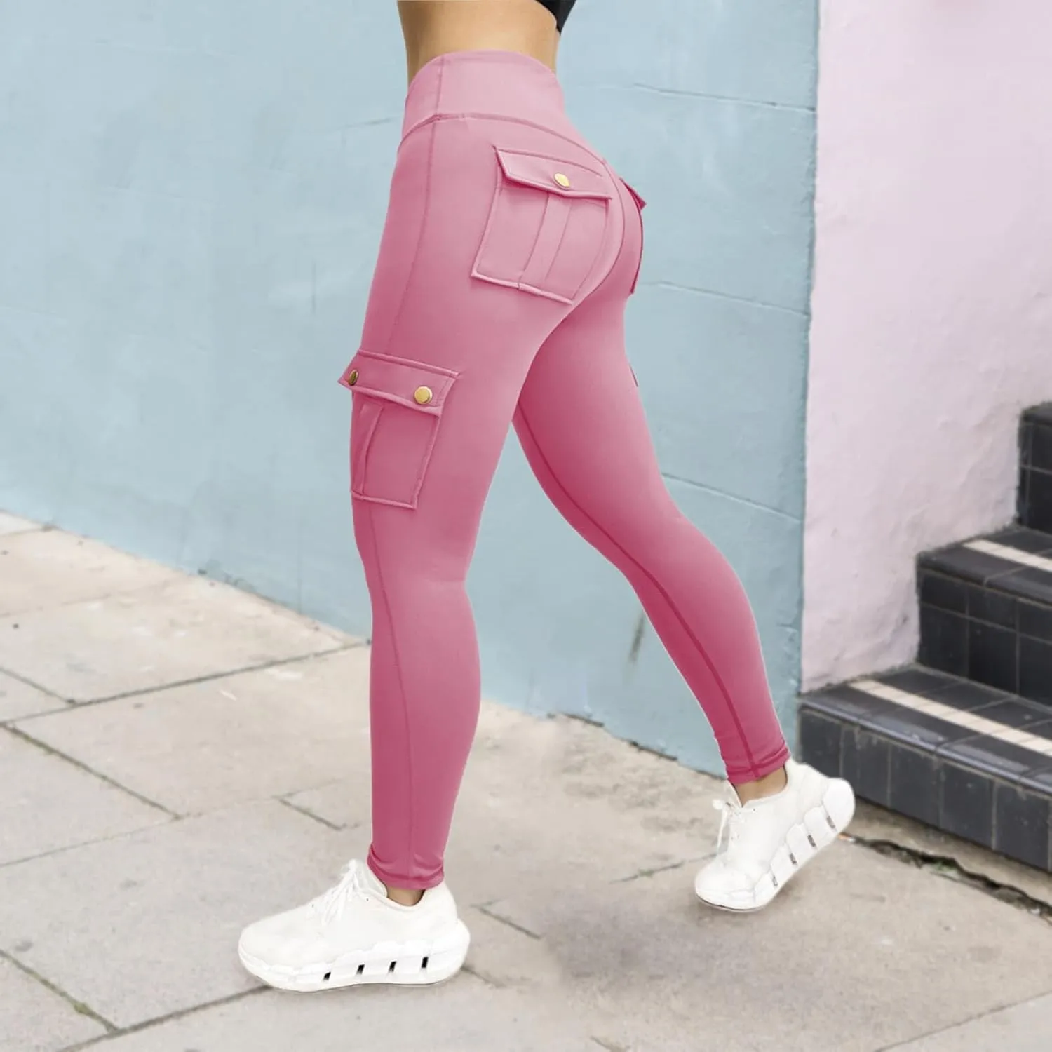 Cargo Yoga Pants Womens Workout Leggings 2024 Fashion Tights High Waist Trousers Sportswear Activewear Gym Outfit