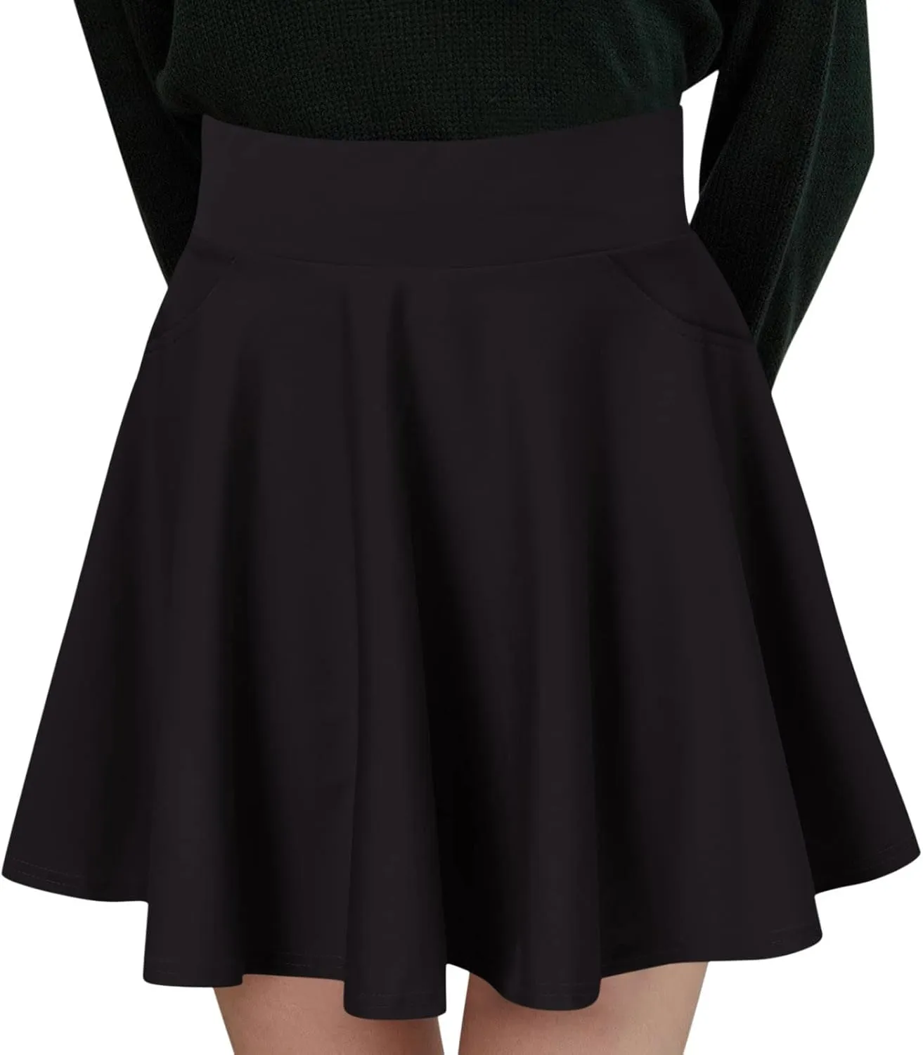 Casual Mini Skirts for Women High Waisted Pleated Side Pockets Anti-Slip Lining Elastic Waist Summer Outfits