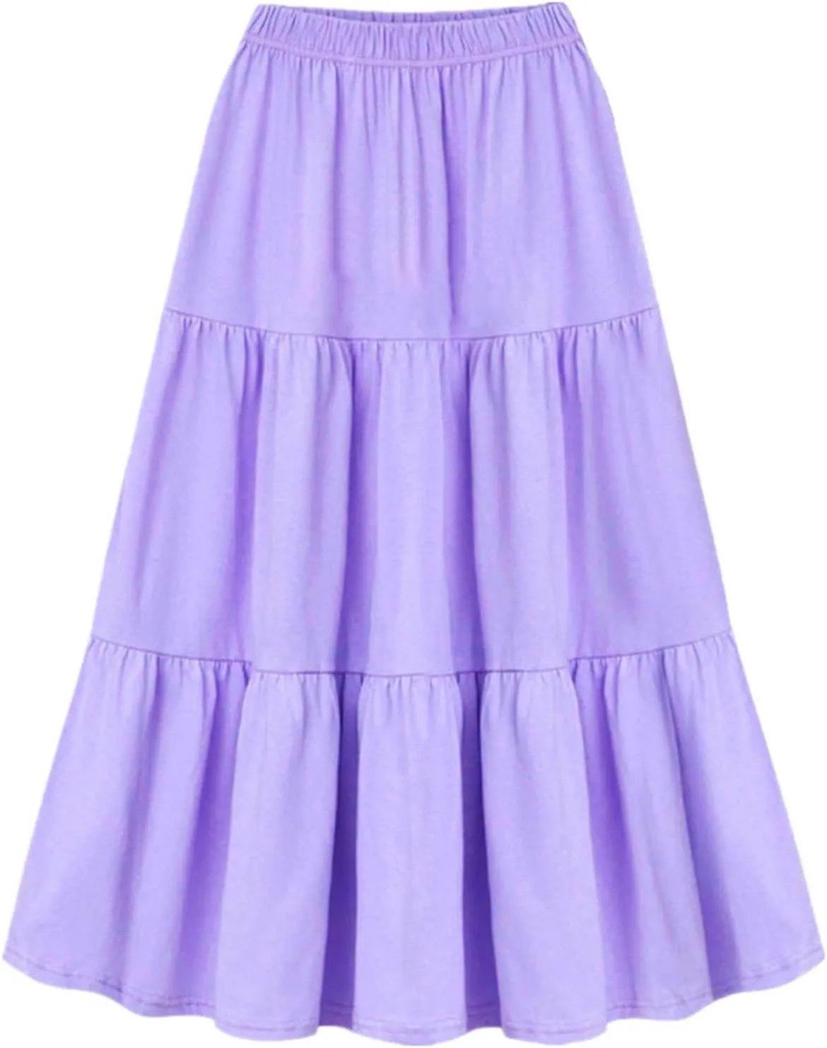 Casual Skirts Women Plus Size Summer Skirt Flowy Midi Skirt Elastic Tiered Skirt Comfy Maxi Skirt Fashion Beach Skirt