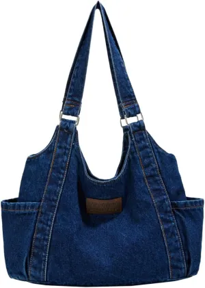 Casual Washed Denim Shoulder Bags for Women 2025 Trendy Hobo Bag Slouchy Purses and Handbags for Shopping Travel