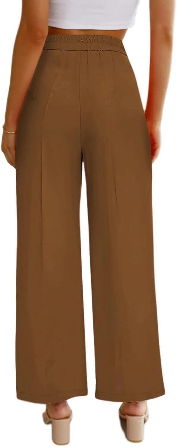 chouyatou Women's Elastic High Waisted Dress Pants Business Casual Work Pants Cropped Trousers