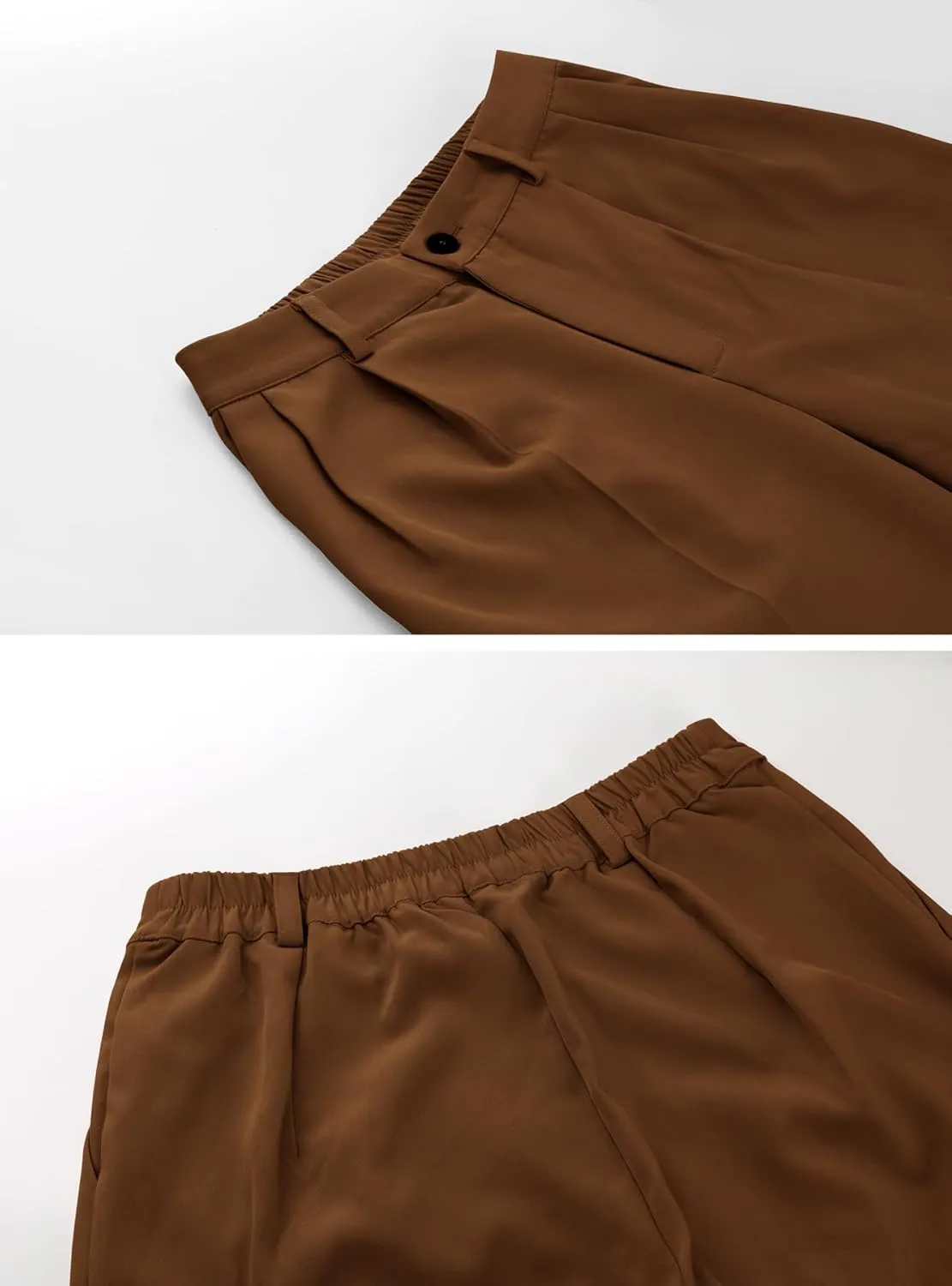 chouyatou Women's Elastic High Waisted Dress Pants Business Casual Work Pants Cropped Trousers