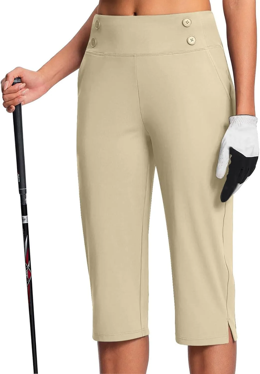 Cropped Leggings for Women Tummy Control Stretch Capri Pants Casual Athletic Pants Summer Yoga Pant with Pockets