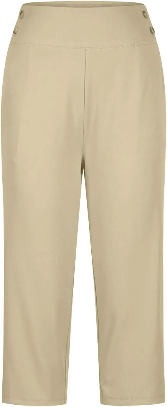 Cropped Leggings for Women Tummy Control Stretch Capri Pants Casual Athletic Pants Summer Yoga Pant with Pockets