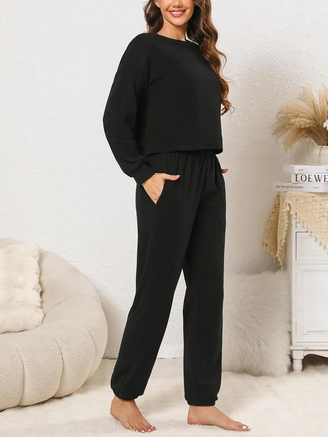 CUPSHE Women's Two Piece Outfit Sweatsuits Set Long Sleeve Loungewear Tracksuit Jogger Set
