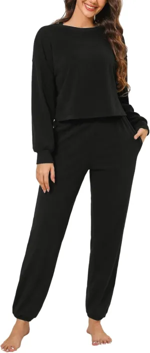 CUPSHE Women's Two Piece Outfit Sweatsuits Set Long Sleeve Loungewear Tracksuit Jogger Set