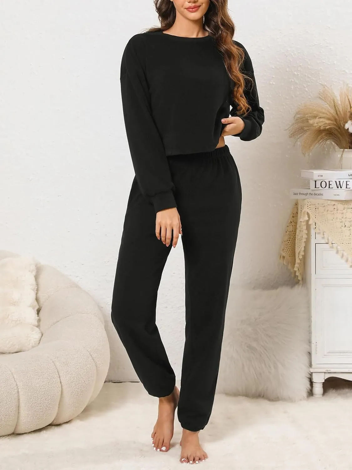 CUPSHE Women's Two Piece Outfit Sweatsuits Set Long Sleeve Loungewear Tracksuit Jogger Set