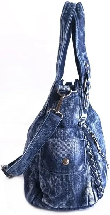 Denim Hobo Bag for Women Jeans Purse Large Capacity Handbags Vintage Shoulder Bags Casual Tote Bag Crossbody Bag (Dark blue)