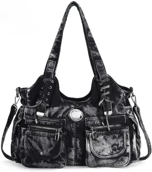 Denim Hobo Bag for Women Jeans Purse Large Capacity Handbags Vintage Shoulder Bags Casual Tote Bag Crossbody Bag (Dark blue)