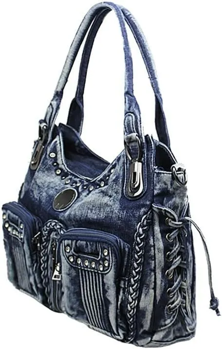 Denim Hobo Bag for Women Jeans Purse Large Capacity Handbags Vintage Shoulder Bags Casual Tote Bag Crossbody Bag (Dark blue)