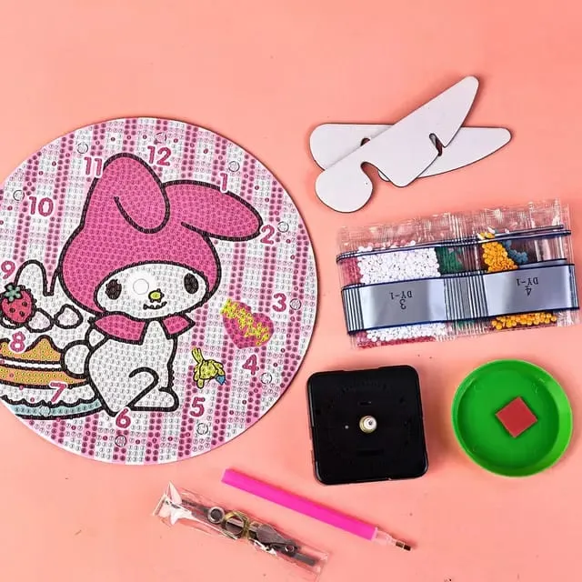 DIY Cute Diamond Painting Clock Kit for Kids (Random Design)