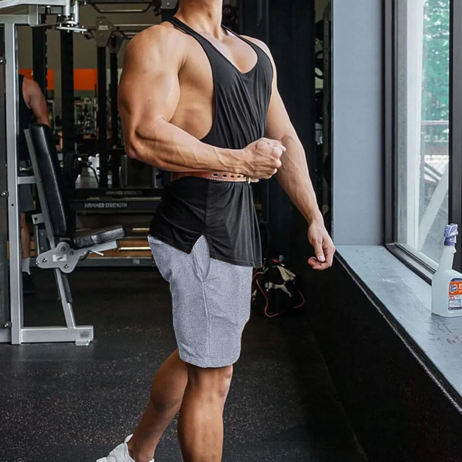 EVERWORTH Men's Casual Training Shorts Gym Workout Fitness Short Bodybuilding Running Jogging Short Pants