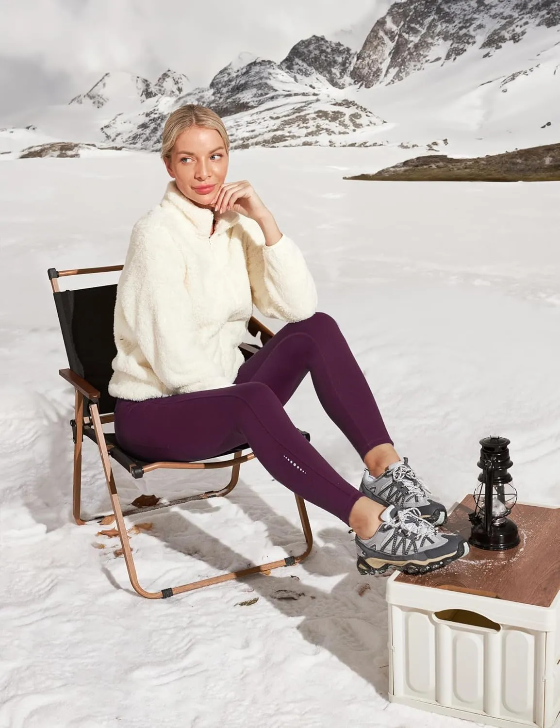 Ewedoos Womens Fleece Lined Leggings Water-Resistant Thermal Winter Fleece Leggings for Women with Pockets Ski Hiking