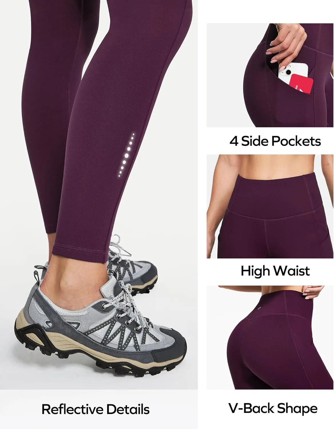 Ewedoos Womens Fleece Lined Leggings Water-Resistant Thermal Winter Fleece Leggings for Women with Pockets Ski Hiking