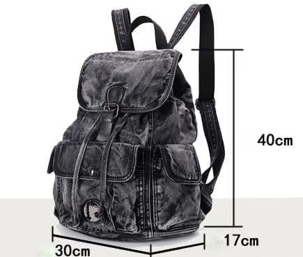 Fashion Denim Backpack Purse for Women Casual Daypack Large Capacity Jeans Shoulder Bag Female Travel Backpack Bag
