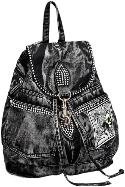Fashion Denim Backpack Purse for Women Casual Daypack Large Capacity Jeans Shoulder Bag Female Travel Backpack Bag