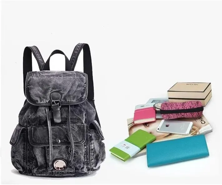 Fashion Denim Backpack Purse for Women Casual Daypack Large Capacity Jeans Shoulder Bag Female Travel Backpack Bag